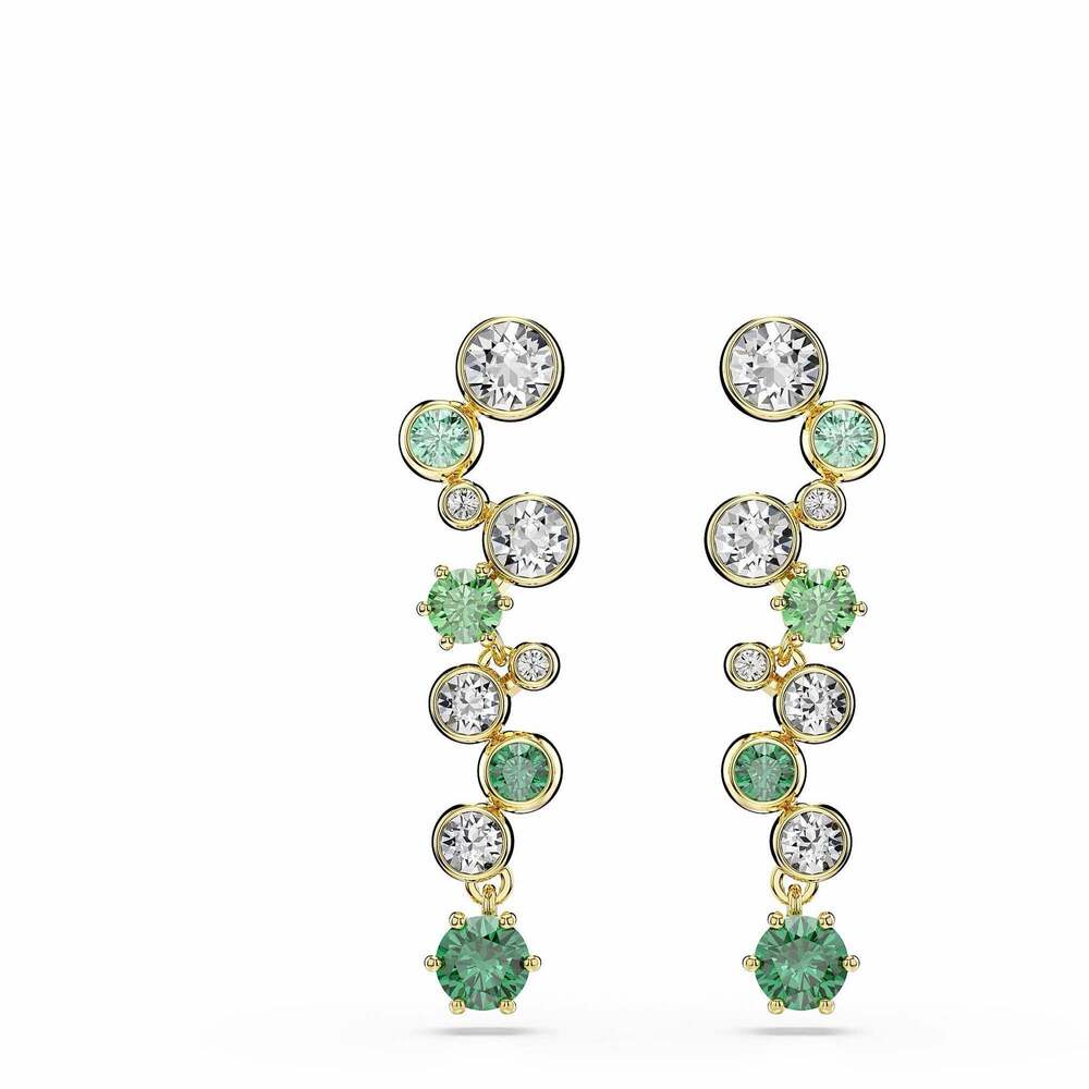 Swarovski Gema Crystal Drop Earrings Gold-Tone Green and Clear